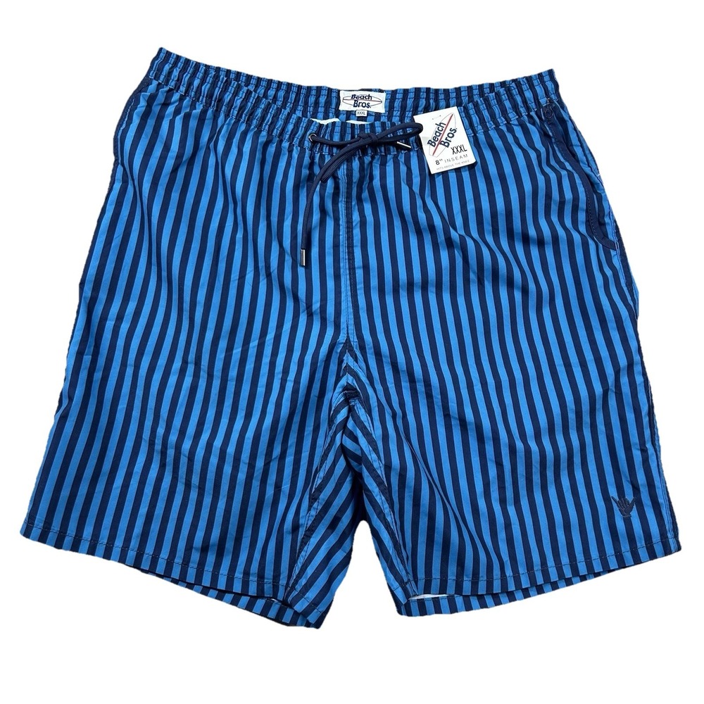 Beach Bros Trunks Mens 3xl Striped Mesh Lined Swim Shorts 8" Inseam Above Knee